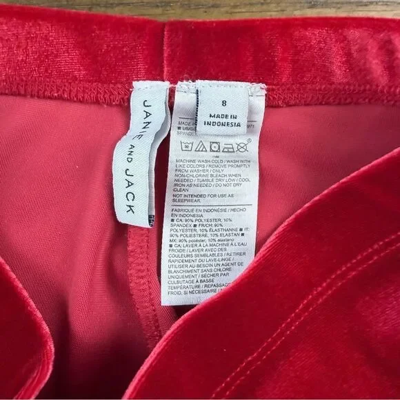 Janie and Jack Red Velvet Leggings - Picture 2 of 5